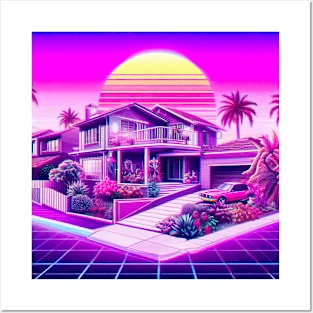 Vaporwave Suburban Cityscape Posters and Art